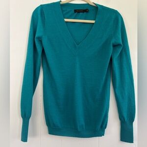 The Limited Merino Wool V-Neck Teal Sweater Size Large